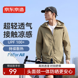 京东京造【超轻凉感透气】防晒服男士夹克外套情侣防晒衣女  丛林绿 S